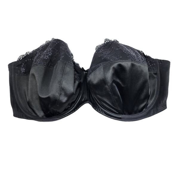 Elomi Maria Underwire Strapless Full Coverage Bra Black Lace Size 38J - Picture 1 of 3